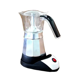 Elektrikli 3-6 bardak alüminyum tek dokunuşla otomatik moka kahve makinesi