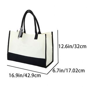 Sac fourre-tout personnalisé en coton réutilisable, brodé, pour enterrement de vie de jeune fille, mariage, plage, demoiselles d'honneur, automne, été, voyage, portable - Product Image 6