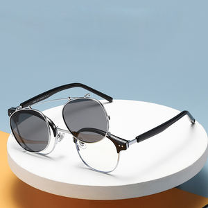 Lunettes de soleil Steampunk à Double lentille pour hommes, verres polarisés, Clip rond rétro en acétate, lunettes de soleil de Temple, nouvelle collection 2023 - Product Image 2