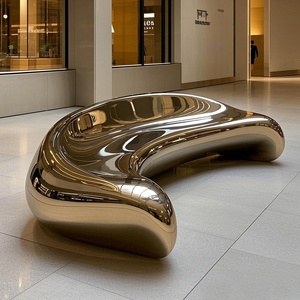 Asiento de Metal Inoxidable con Forma Artística Creativa y Personalizable para Exteriores, Ideal para Vestíbulos de Hoteles, Oficinas y Centros Comerciales - Product Image 2