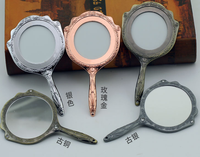 Miroir métallique en alliage de zinc à main Miroir de maquillage rétro européen vintage électrolytique pour petit salon
