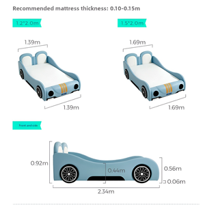<span class=keywords><strong>Letto</strong></span> a Forma di Auto Moderno per Bambini con Sponde di Sicurezza, Divertente <span class=keywords><strong>Letto</strong></span> per Cameretta - Product Image 6