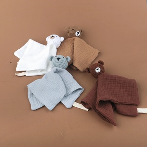 En gros, Doudou ours en crochet en mousseline douce et adorable pour bébé, <span class=keywords><strong>couverture</strong></span> de réconfort pour enfant - Product Image 5