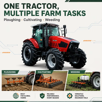 Tracteur agricole 150 ch 4x4 avec cabine climatisée, système hydraulique, châssis robuste
