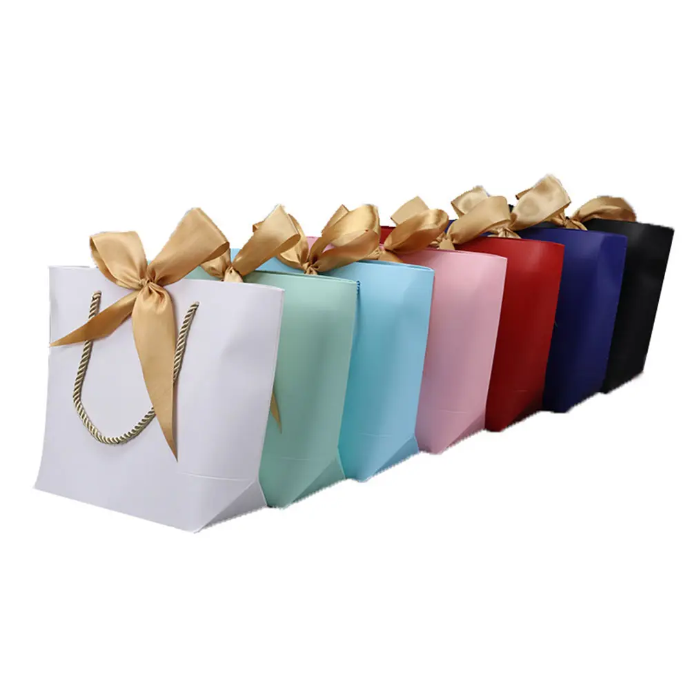 Женский подарочный пакет из белой бумаги, лидер продаж, упаковочный пакет с лентой для покупок одежды и подарков