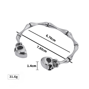 Bracelet en acier inoxydable pour homme, style gothique, motif tête de mort squelette, bijoux vintage, vente en gros - Product Image 2