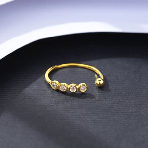 CZCITY Nhẫn Vàng Bạc Dày Mở Kim Cương Nữ Đính Đá Zirconia Khối Lập Phương 4A Điều Chỉnh Được - Product Image 4