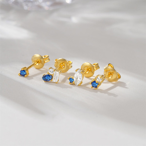 Classic S925 <b>Sterling</b> <b>Silver</b> 4PCS <b>Set</b> of Stud <b>Earrings</b> with Zircon Trendy and Versatile Style - Product Image 5