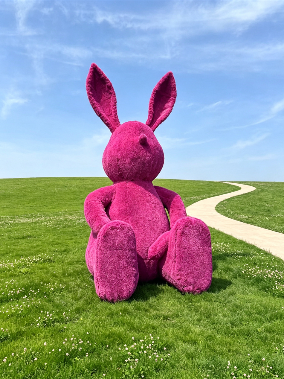 Topiaire lapin rose fuchsia