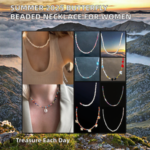 สร้อยคอประดับลูกปัดรูปผีเสื้อสีสันสดใส ดีไซน์เรียบหรู สไตล์ใหม่ประจำฤดูร้อนปี 2025 สำหรับผู้หญิง เครื่องประดับแฟชั่น - Product Image 2