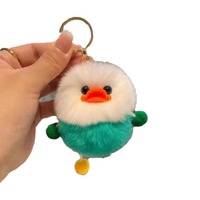 Mignon canard moelleux Pom Pom sac pendentif belle ducky lapin boule de fourrure porte-clés peluche poupée sac à dos ornement porte-clés