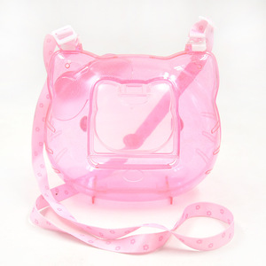 Transportadora de viaje transparente de plástico rosa para hámsteres, jaula portátil de lados suaves para mascotas pequeñas, uso en exteriores - Product Image 2