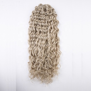 Capelli Sintetici <span class=keywords><strong>Jessica</strong></span> Crochet, Morbidi Twist a Onda d'Acqua, Treccia Sintetica Ombre Biondo-Rosso, 24 Pollici, Estensione per Capelli a Onda Profonda - Product Image 5