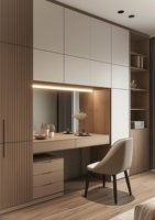 Armoire de chambre à coucher moderne en mélamine, durable, écologique, fabriquée en Chine, sur mesure, avec coiffeuse