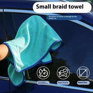 Serviette de lavage de voiture en microfibre polyester double face à tressage optimisé pour la collecte d'eau, avec bordure torsadée, directement de l'usine - Product Image 4