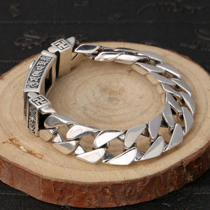 Nueva pulsera <span class=keywords><strong>de</strong></span> <span class=keywords><strong>palo</strong></span> <span class=keywords><strong>de</strong></span> diamante para hombre, seis caracteres, palabras verdaderas, pieza <span class=keywords><strong>de</strong></span> mano <span class=keywords><strong>de</strong></span> <span class=keywords><strong>plata</strong></span> tailandesa Retro personalizada, estilo Hip Hop - Product Image 2