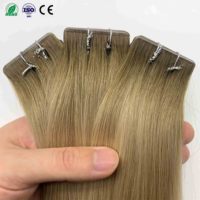 Extensions de cheveux humains vierges en gros, alignées sur les cuticules, double épaisseur, semi-naturelles, invisibles, à bandes adhésives sans couture