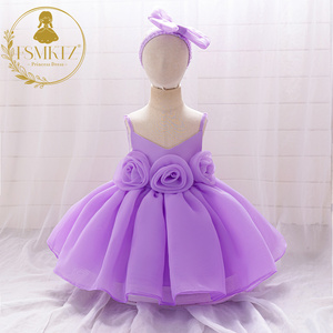 Abiti da Principessa per <span class=keywords><strong>Neonata</strong></span> con Maniche a Sbuffo Senza Maniche Stampa Floreale in Raso Formale Lunghezza al Ginocchio ODM per Bambine 0-2 Anni Tutte le Stagioni - Product Image 6