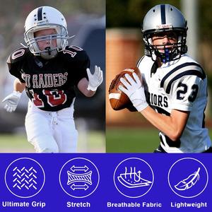 Free Sample Sport <strong>Gloves</strong> for Youth Silver Anti-Slip Great <strong>Grip</strong> Sticky Silicone Lightweight American Football Custom Logo Outdoor - Product Image 4