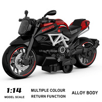 Modèle de moto en alliage métallique moulé sous pression à l'échelle 1:14, fonction de rappel, simulation de superbike, jouet de course à rétrofriction pour enfants et garçons