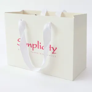 Sac en papier Kraft avec poignée, pochette en papier avec Logo imprimé personnalisé, pour les courses à emporter, blanc, marron, unités