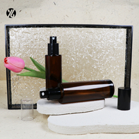 Vente en gros de flacon pulvérisateur en verre cylindrique noir ambré blanc plat de 60ml 100ml 120ml avec bouchon de pompe en plastique blanc