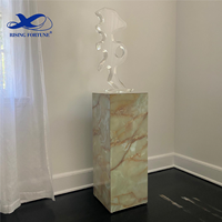 Socle en marbre onyx vert clair en pierre naturelle Cube Table basse Table d'appoint Dalle verte