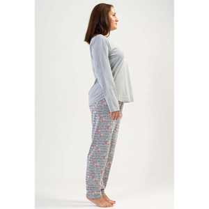 ชุดนอนผู้หญิงไซส์ใหญ่ ชุดนอนผ้าเจอร์ซีย์พิมพ์ลาย เสื้อแขนยาวและกางเกงขายาว ชุดนอนใส่สบายสำหรับผู้หญิงไซส์ใหญ่ - Product Image 2