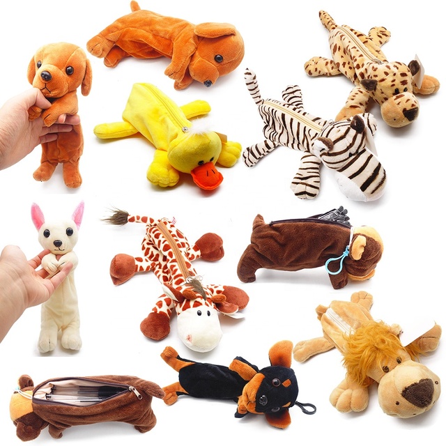Child Gift Animal Lion Tiger Plush Stuffed Pencil Case for Kids Soft Storage Cases Cheap Price