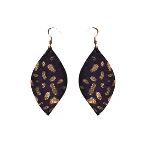 2312 Leather Fashion Leopard Earrings Horsehair Gold Speckled Horseeye earrings Vintage fashion women's