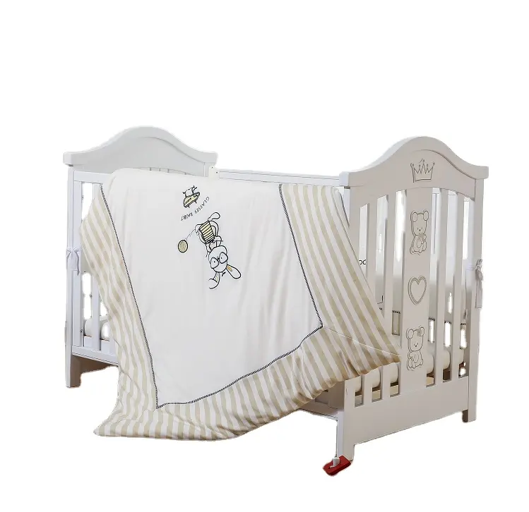 เตียงนิรภัยขนาดเล็กสีขาวล้วน,เตียงเด็กทำจากไม้เปลเด็กพับได้ขนาดควีนไซส์สินค้าใหม่