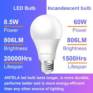 Lampadina LED Antela E27 8.5W 806Lm Bianco Caldo 3000K Alto CRI 80+ Risparmio Energetico A19 Base in Plastica - Product Image 3