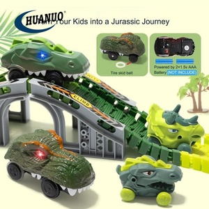 Kids Create A <span class=keywords><strong>Dino</strong></span> World Road Race Toys 277PCS Dinosaur Train Toy Slot Car Race Track Sets - Product Image 2