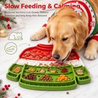 Tapis à lécher en silicone pour animaux de compagnie, motif pull de Noël, tapis d'alimentation lente avec ventouses pour chiens et chats, tapis d'alimentation anti-anxiété