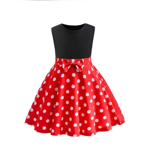 Fantasia Vestido Halloween Traje Festa De Aniversário Roupa Cosplay Minnie Traje Branco Polka Dots Meninas Vestido