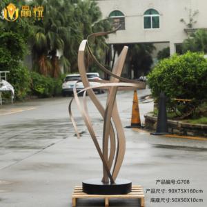 景悦定制金色金属丝带雕塑现代弧形豪华客厅家居室内装饰当代艺术摆件 - Product Image 4