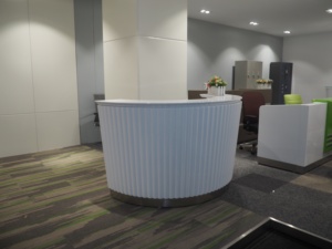 Bureau de réception moderne demi-rond blanc, caisse de beauté, de salon, de réception, luxueux, nouveau, - Product Image 2