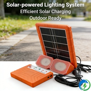 Sistema di Illuminazione <span class=keywords><strong>Solare</strong></span> 5V 4W in Silicio Monocristallino, <span class=keywords><strong>Fari</strong></span> LED Doppi, Impermeabile IP65, <span class=keywords><strong>Luce</strong></span> Bianca Neutra 4100K - Product Image 1