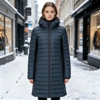 Veste longue matelassée isolante pour femme, respirante, coupe-vent, à capuche zippée, idéale pour le printemps et l'hiver