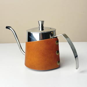Cafetière turque Moka de luxe personnalisée en acier inoxydable et cuir PU, 350 ml (12 oz), avec poignée en cuir - Product Image 6