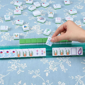 Stock 1.24*0.91*0.63 Inch Acrylic 4 Layer 160 Engraved Travel Ocean Green Christmas American Tiles <b>Mahjong</b> <b>Set</b> Luxu - Product Image 2
