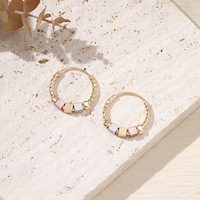 Boucles d'Oreilles Créoles Kinnear Coréennes Style Dubaï 3 Tons Plaqué Or 14 Carats, Perlées en Boucle, Fabrication Artisanale pour Femmes et Enfants