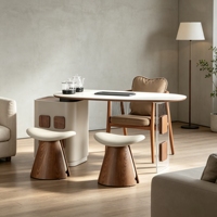 Ensemble de table à thé en bois massif contemporain avec tabourets, chaise, meubles de réception pour la maison, la villa, l'hôtel, le bureau