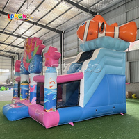 Château gonflable commercial rose sirène au design innovant pour enfants, avec toboggan gonflable et structure de saut sirène