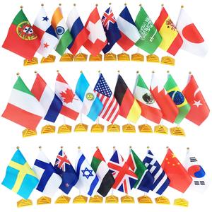 Bandiera da tavolo in plastica personalizzata in metallo bandiera da ufficio argento dorato piramide nera basi per supporti rotondi bandiere da scrivania palo <span class=keywords><strong>e</strong></span> supporto - Product Image 4