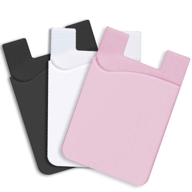 Custom Logo Printed 3m Adhesive Credit Id Card Holder Silicone Rubber Cell Phone Wallet Case for Promotions