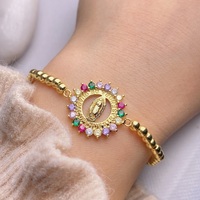 Bracelet en laiton plaqué or 18 carats résistant au ternissement, cadeau pour la fête des mères, souvenir significatif, bracelet à perles de la Vierge Marie pour la protection