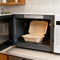 Boîte à lunch biodégradable en bagasse de canne à sucre, jetable, micro-ondable et recyclable