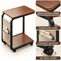 Meuble de salon moderne et simple, mini console en MDF avec roulettes, style panneau de bois, table console convertible