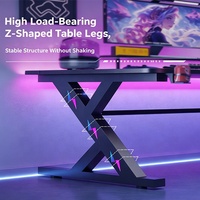 Bureau d'angle moderne pour ordinateur, table de jeu avec LED